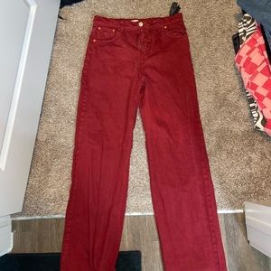 90s full length Zara jeans in red